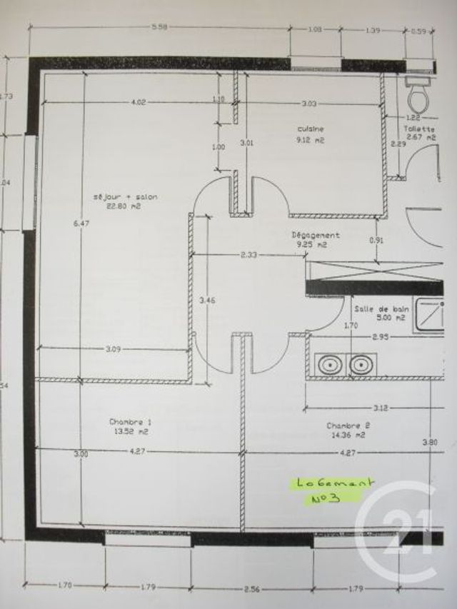 Appartement à louer - 3 pièces - 79.36 m2 - JALLANS - 28 - CENTRE - Century 21 Doussain Philippon Immobilier