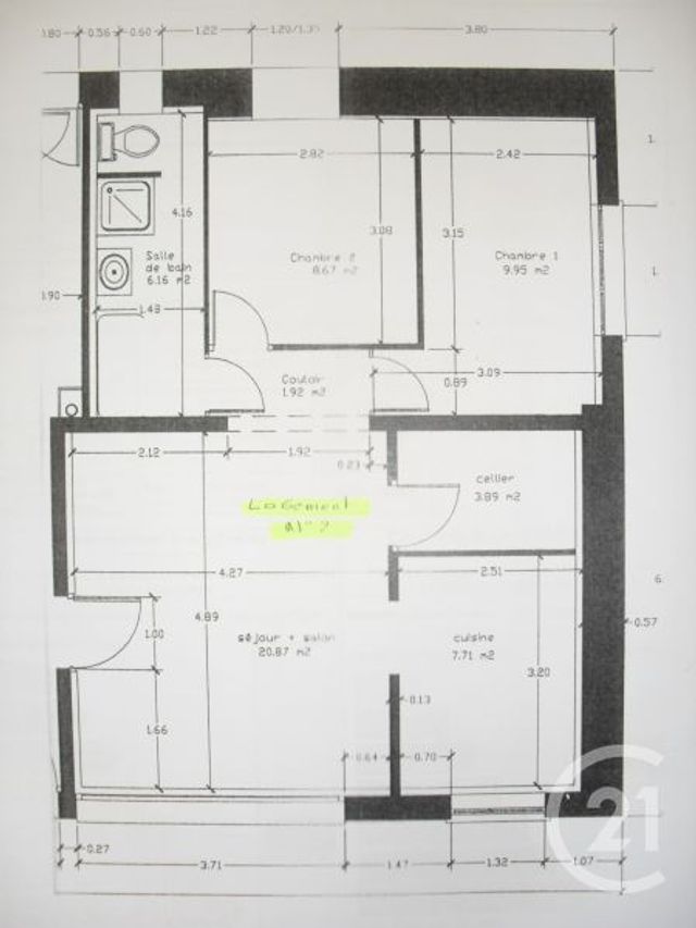 Appartement F3 à louer - 3 pièces - 60.69 m2 - CHATEAUDUN - 28 - CENTRE - Century 21 Doussain Philippon Immobilier